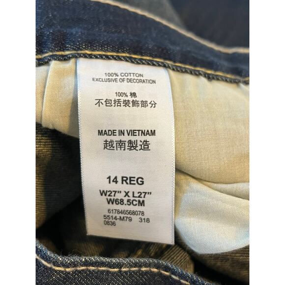 NWT Levis 514 Straight Leg Mid Rise Jeans Pockets Womens Size 14 Dark Wash - Picture 10 of 14